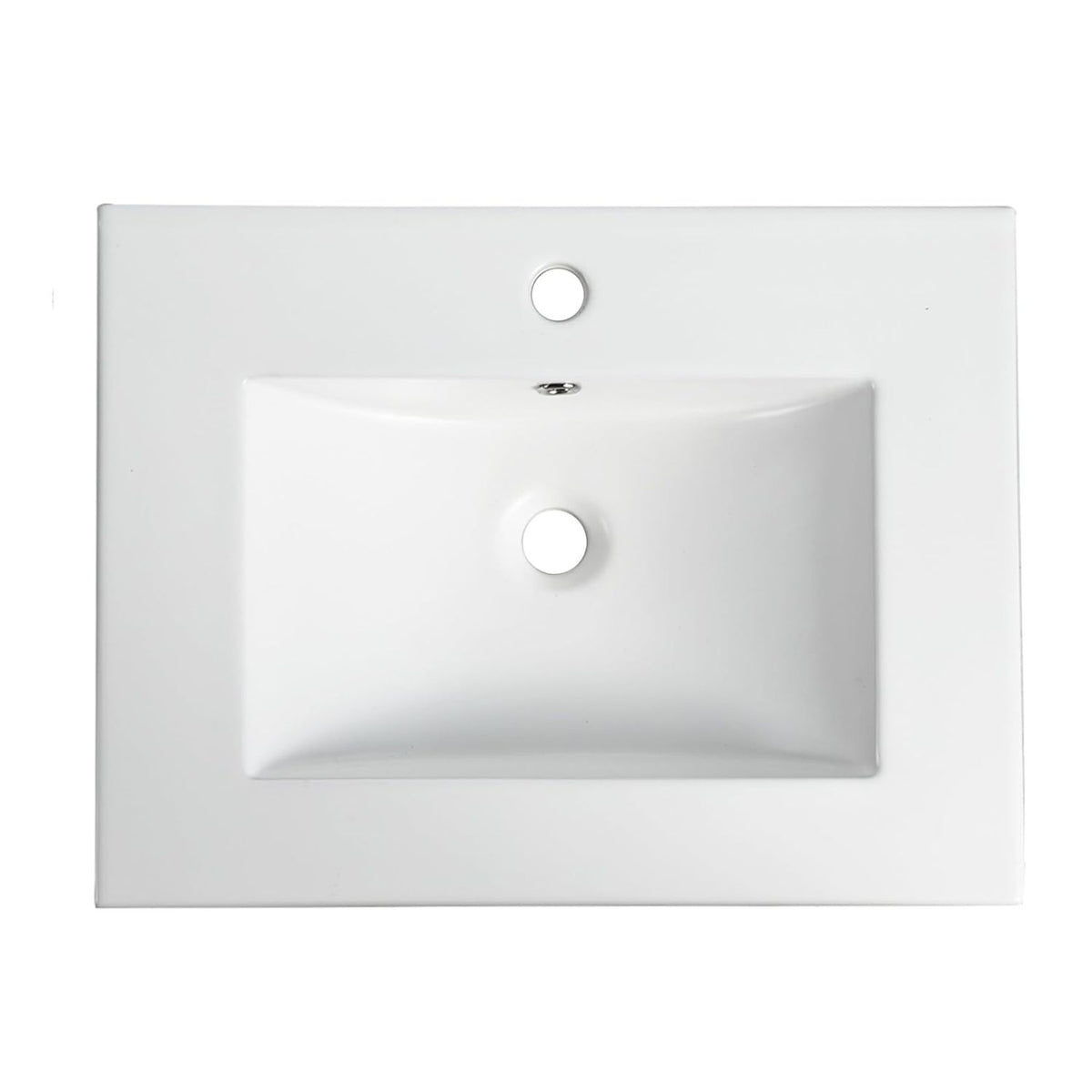 24-Inch White Ceramic Bathroom Sink,Compatible with 24-Inch Vanities,Pre-Drilled Faucet Hole,Space-Saving Design,Easy to Clean