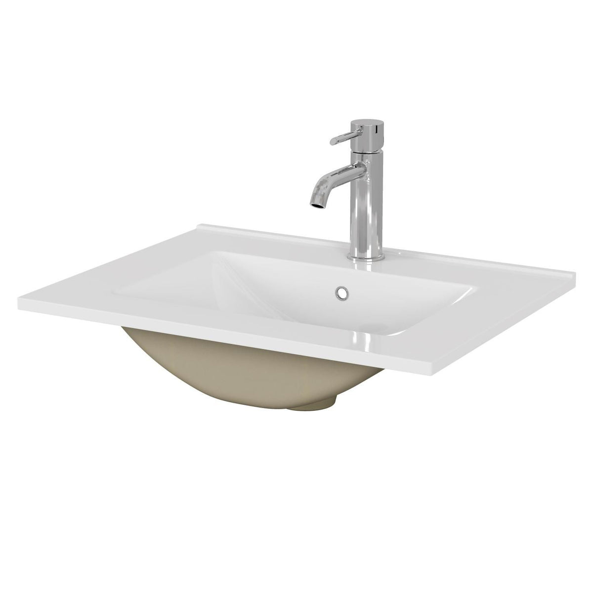 24-Inch White Ceramic Bathroom Sink,Compatible with 24-Inch Vanities,Pre-Drilled Faucet Hole,Space-Saving Design,Easy to Clean