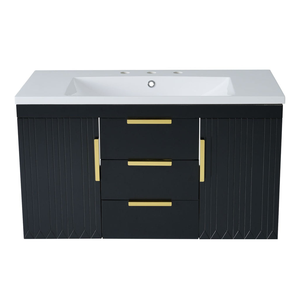 36'' Wall Mounted Bathroom Vanity with Resin Sink, Floating Bathroom Storage Cabinet with 2 Drawers (Same as N710S236003B)