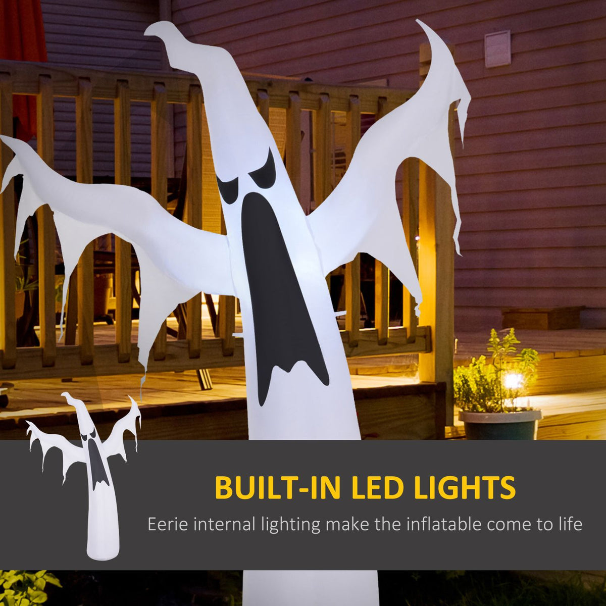 Halloween Inflatables Outdoor Decorations White Ghost, Light Up Blow Up Yard Decor with LED Light and Fan Indoor Outdoor for Garden, Lawn, Party, Holiday