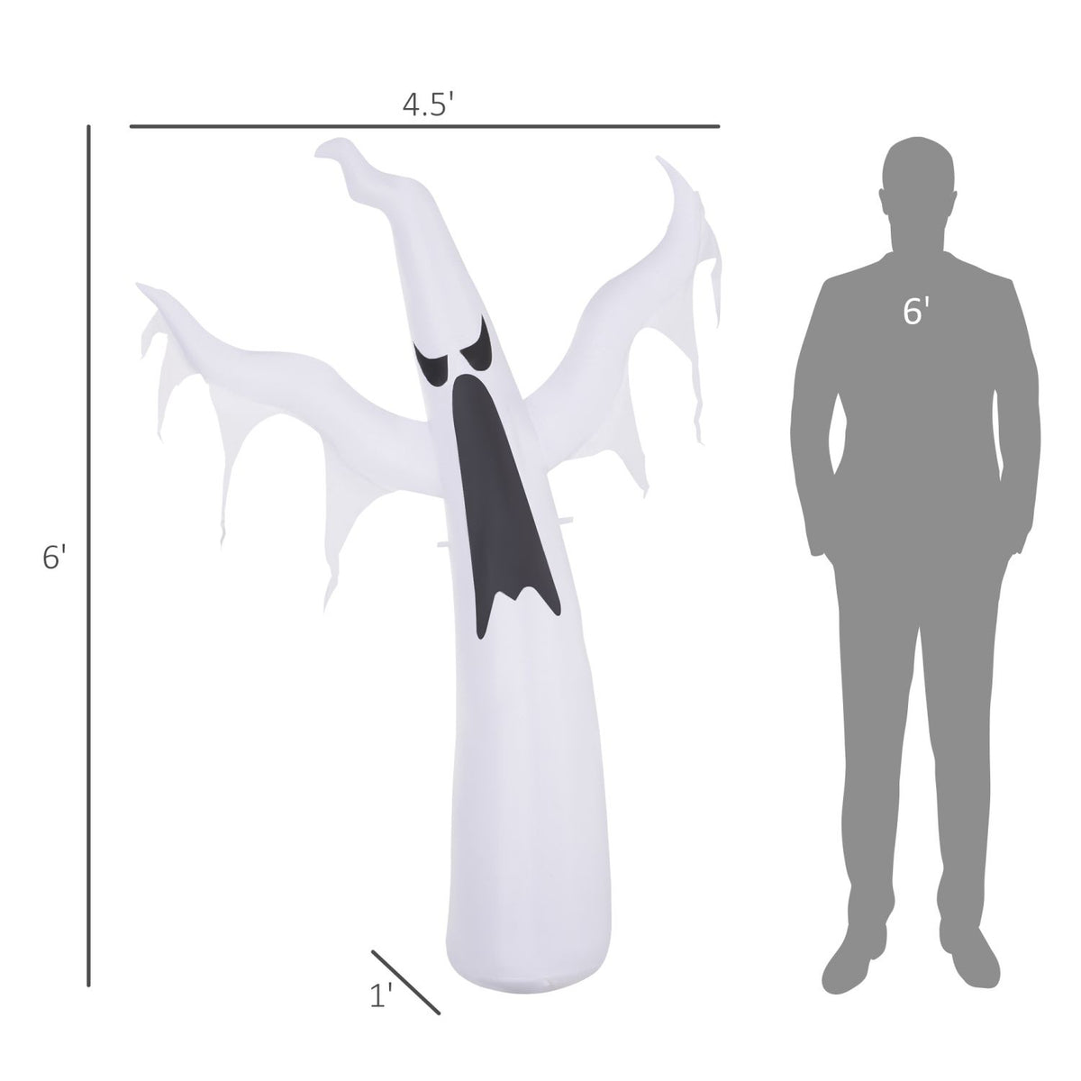 Halloween Inflatables Outdoor Decorations White Ghost, Light Up Blow Up Yard Decor with LED Light and Fan Indoor Outdoor for Garden, Lawn, Party, Holiday