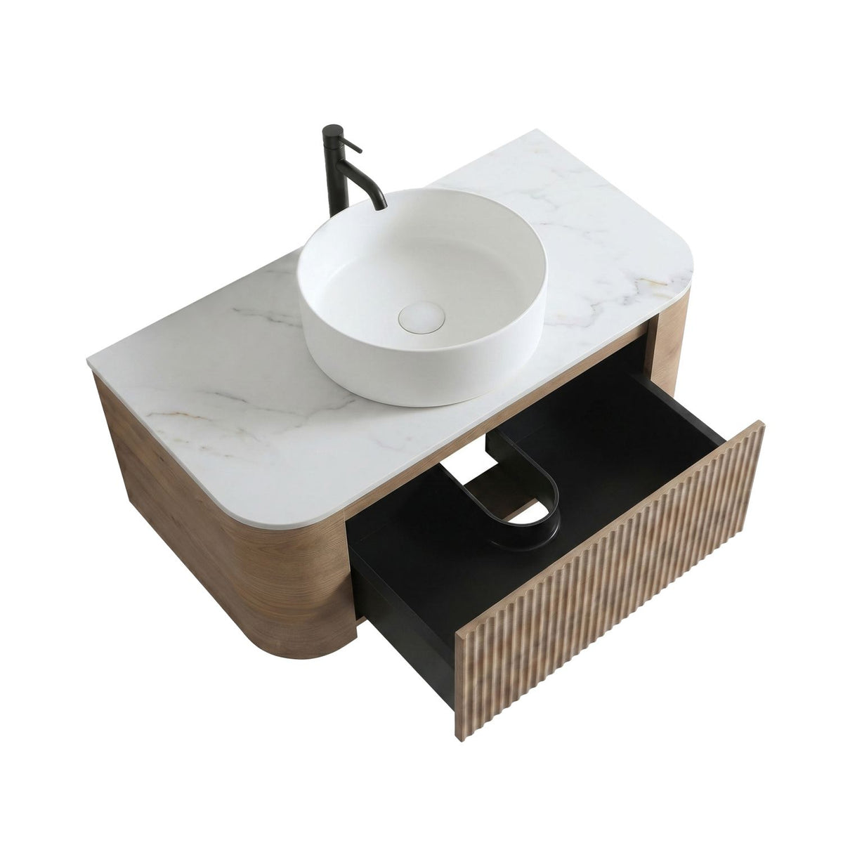 Erba 36 inch Bathroom Vanity with Sink, Honey Oak Wall Cabinet with Free Towel Rack, Single White Ceramic Basin Design, without Drain and Faucet, Pre-assembled