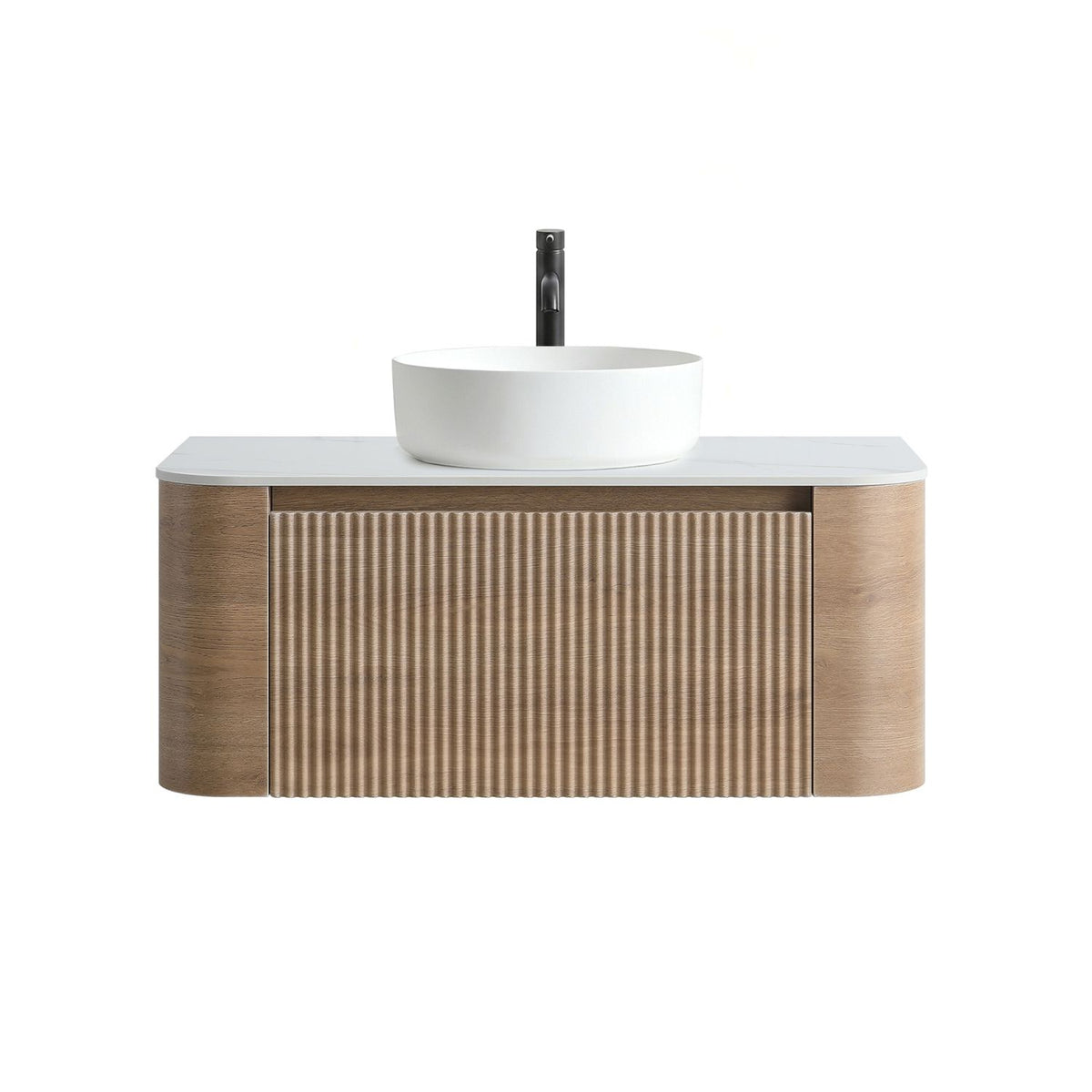 Erba 36 inch Bathroom Vanity with Sink, Honey Oak Wall Cabinet with Free Towel Rack, Single White Ceramic Basin Design, without Drain and Faucet, Pre-assembled