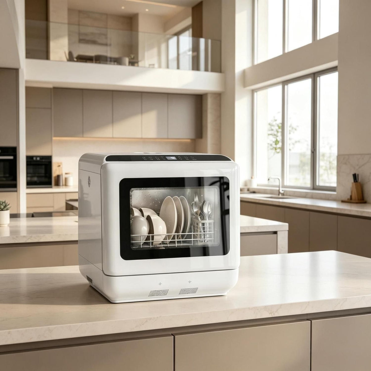 Portable Countertop Mini Dishwasher, 1.6 Gal Water Tank, 5 Wash Programs, Air-Dry Function