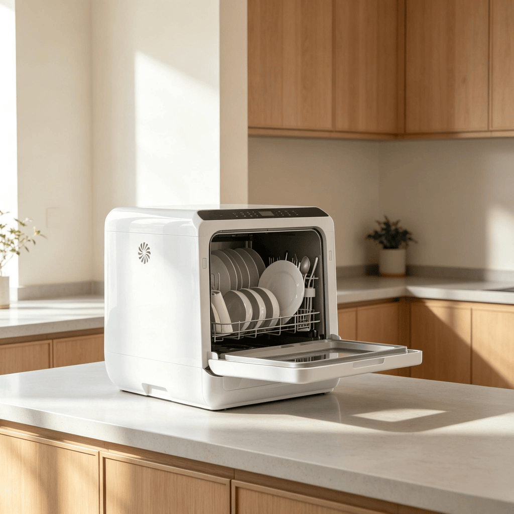 Portable Countertop Mini Dishwasher, 1.6 Gal Water Tank, 5 Wash Programs, Air-Dry Function