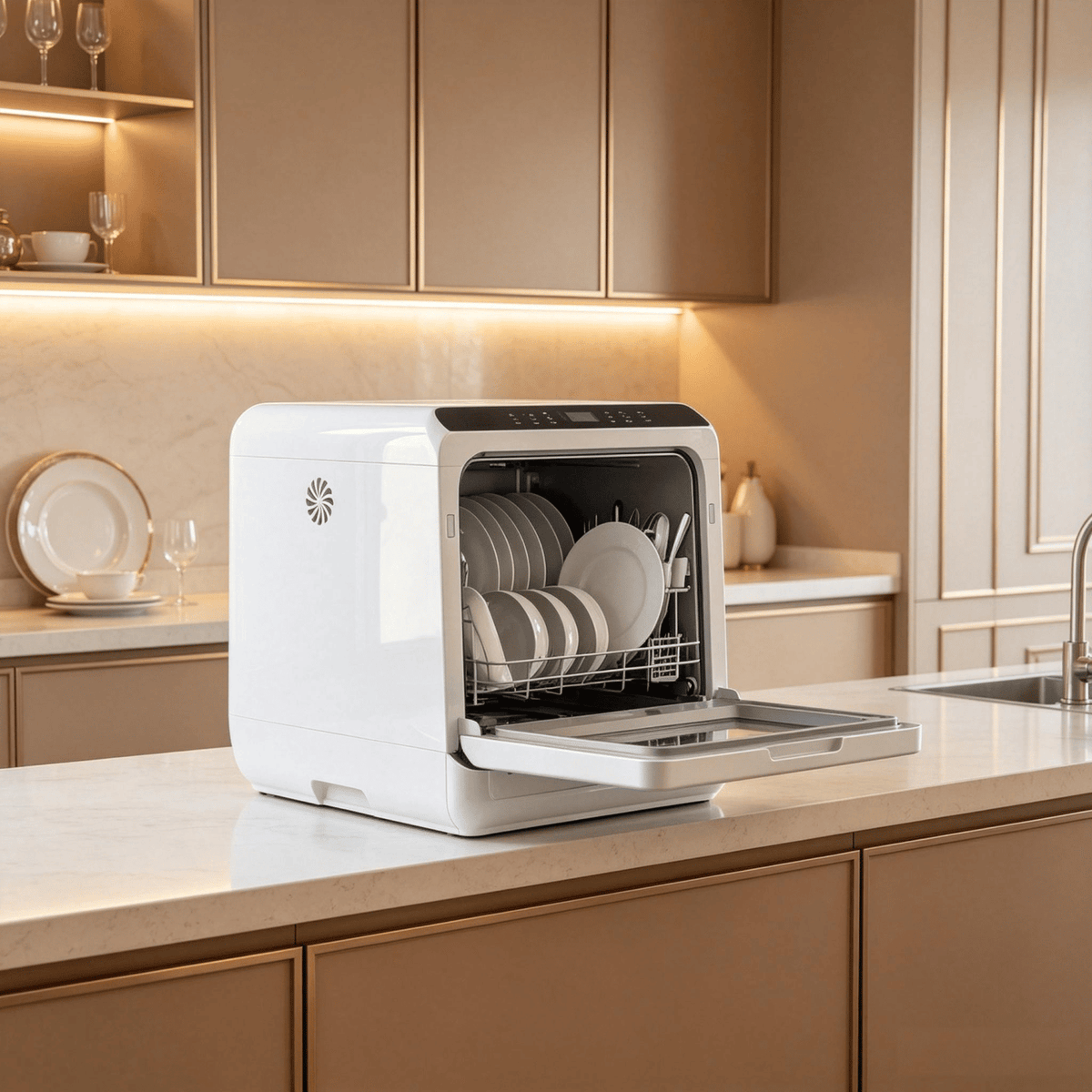 Portable Countertop Mini Dishwasher, 1.6 Gal Water Tank, 5 Wash Programs, Air-Dry Function