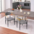 Modern Upholstered Dining Chair with Gold-Accented Armrests - 22"W x 21"D x 30"H, Ergonomic Design for Home Dining Room or Office Use,Set of 2 - Grey Fabric Seat & Black Metal Frame