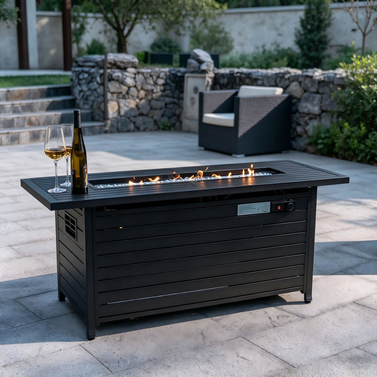 Rectangular Fire Pit Table - Mocha