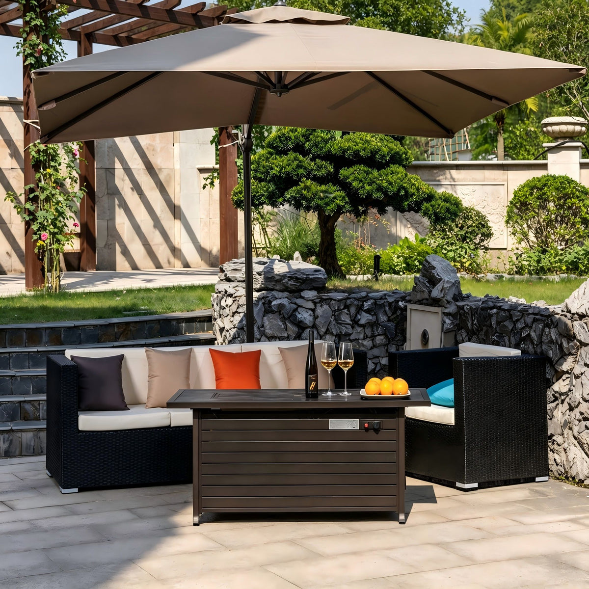 Rectangular Fire Pit Table - Mocha