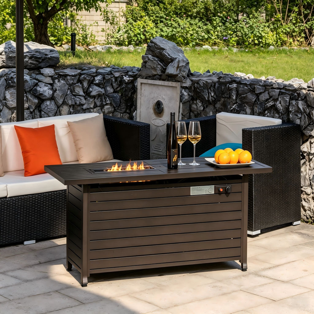 Rectangular Fire Pit Table - Mocha