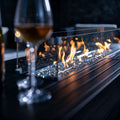 Rectangular Fire Pit Table with Windshield - Mocha