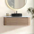 Erba 48 inch Bathroom Vanity with Sink, Honey Oak Wall Cabinet with Free Towel Rack, Single Black Oval Striped Ceramic Basin Design, without Drain and Faucet, Pre-assembled