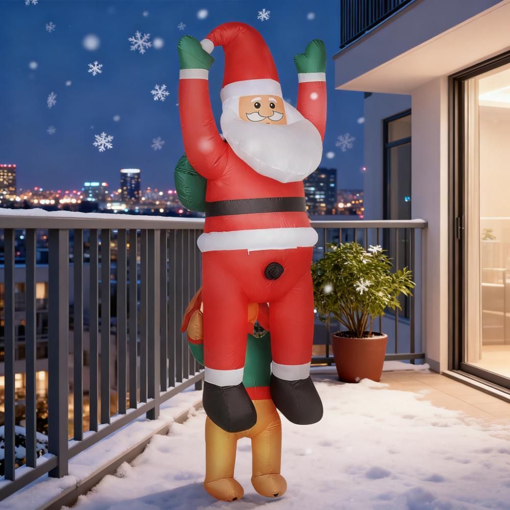 7FT Christmas Blow Up Decoration Hanging Christmas Inflatable Santa with Dog(=SKU:T3971P381207)