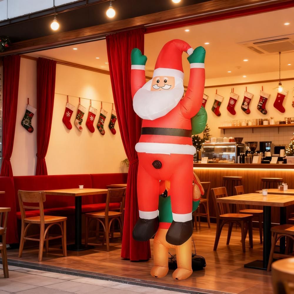 7FT Christmas Blow Up Decoration Hanging Christmas Inflatable Santa with Dog(=SKU:T3971P381207)