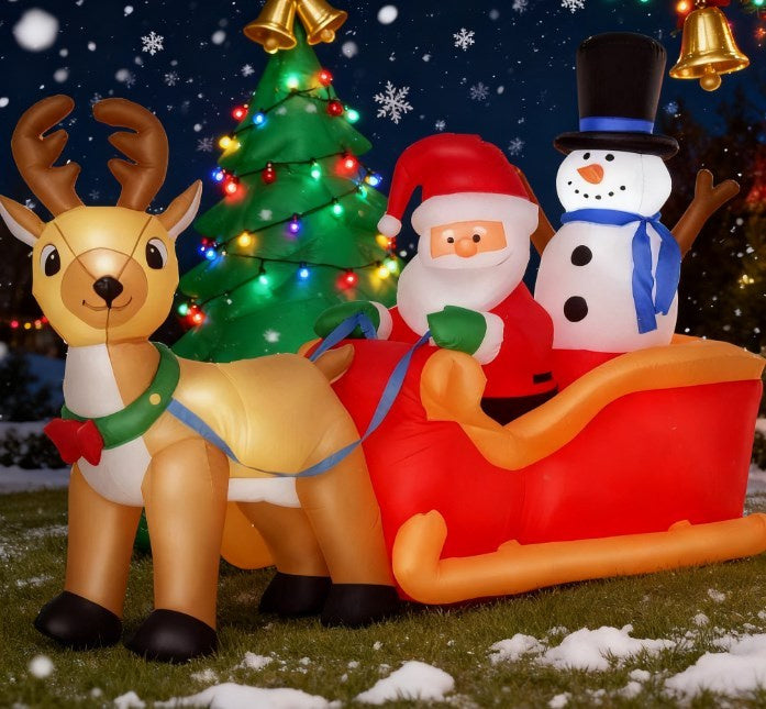 Christmas Decor Outdoor Decorations, Reindeer and Snowman with LED Lights for Holiday Yard Christmas Decor