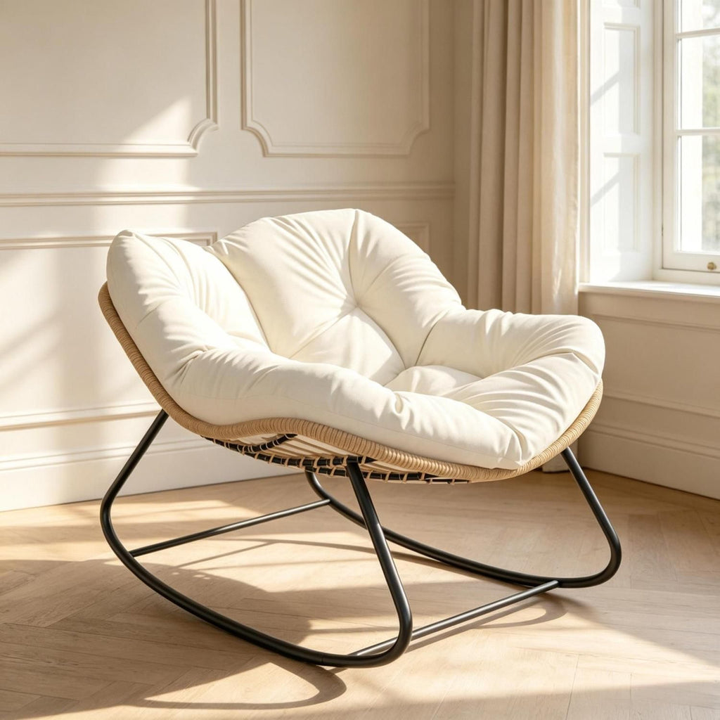 Rocking Egg Chair, Oversized Design with Cushion, Indoor Outdoor Furniture for Backyard, Patio, Garden