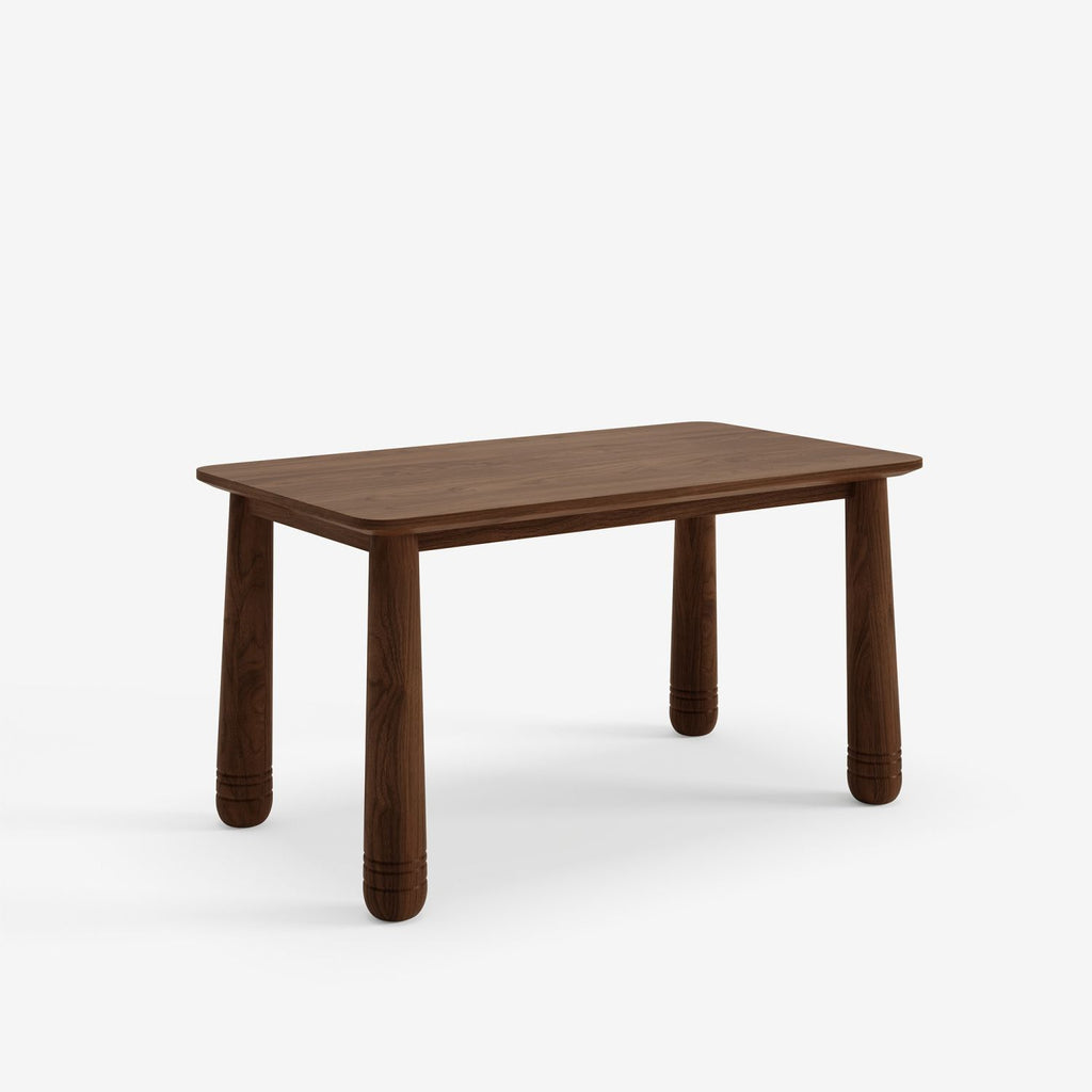 63" Solid Wood Dining Table, Rectangular Kitchen Table with Walnut Finish, Farmhouse Dinner Table for 4-6 People, Heavy-Duty Support up to 1000 lbs, Easy Assembly