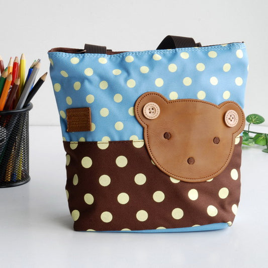 [Bear-Skyblue] Blancho Applique Kids Fabric Art Mini Shopper Bag/Tote Bag-Small Size (9.4*2.7*7.8)