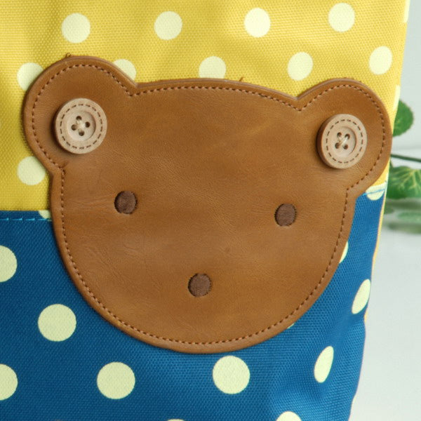 [Bear-Yellow] Blancho Applique Kids Fabric Art Mini Shopper Bag/Tote Bag-Small Size (9.4*2.7*7.8)