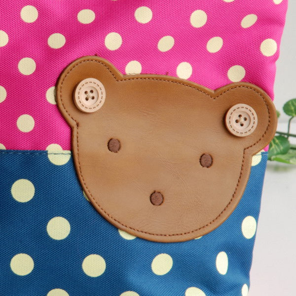 [Bear-Rosered] Blancho Applique Kids Fabric Art Mini Shopper Bag/Tote Bag-Small Size (9.4*2.7*7.8)