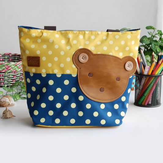 [Bear-Yellow] Blancho Applique Kids Fabric Art Tote Bag/Shopper Bag-Middile size (13.3*5.1*10.6)