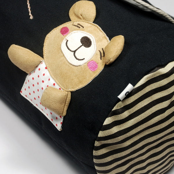 [Bear Catch the Fish] 100% Cotton Canvas Shoulder Bag / Swingpack / Travel Bag