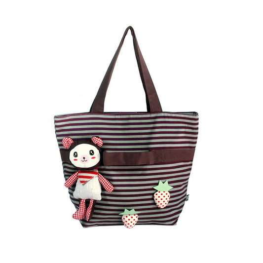 [Rabbit & Cherry] 100% Cotton Canvas Shoulder Tote Bag / Shopper Bag