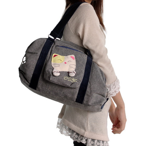 [Sweet Mio Mio] 100% Cotton Canvas Shoulder Bag / Swingpack / Travel Bag