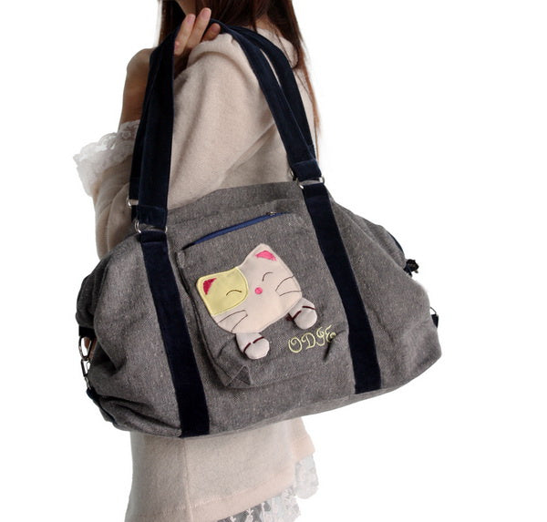 [Sweet Mio Mio] 100% Cotton Canvas Shoulder Bag / Swingpack / Travel Bag