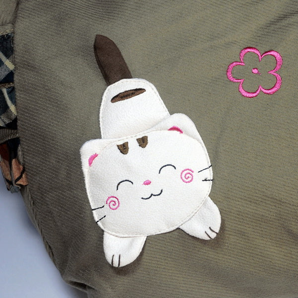 [Pretty Cat] 100% Cotton Canvas Shoulder Bag / Swingpack / Travel Bag