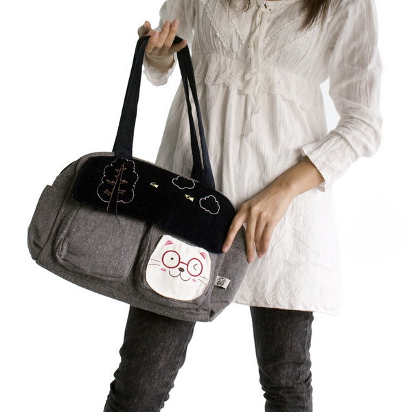 [Sunny Day] 100% Cotton Canvas Shoulder Bag / Swingpack / Travel Bag