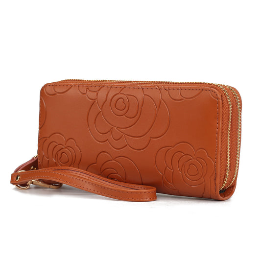 MKF Collection Ellie Genuine Leather Flower Embossed Women Wristlet Wallet by Mia K
