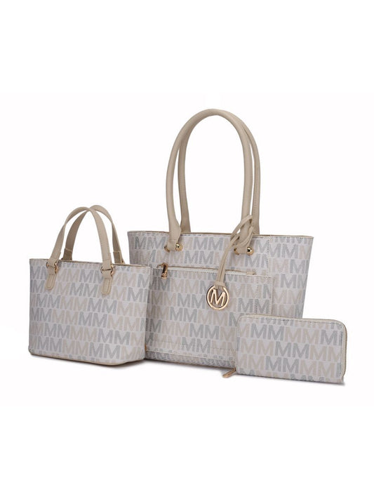 MKF Collection Lady II M Signature Large Tote, Small Tote & Wallet Set, Stylish Womens Handbag M Design by Mia K