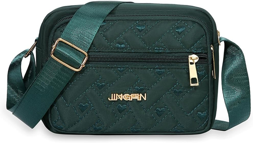 Quilted Crossbody Bags for Women - Oxford Cloth Multi-Layer Shoulder Handbag with Wide Strap -Casual Embroidery Business Bag