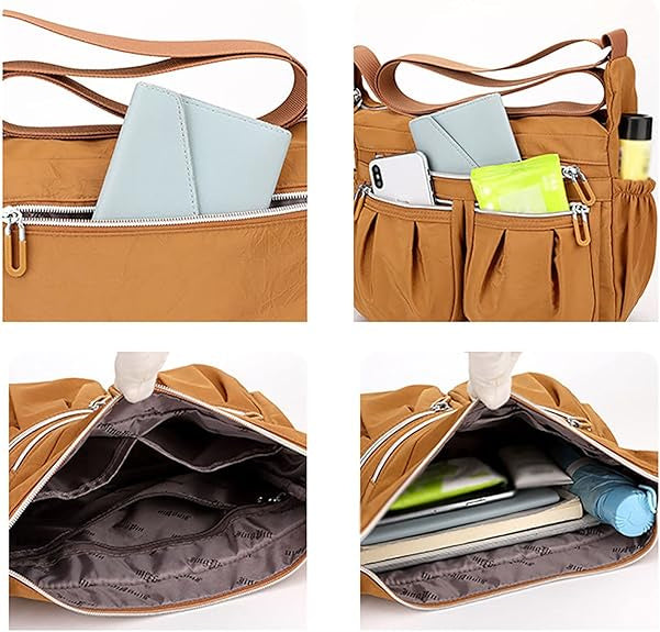 NICOLE & DORIS Women's Cross-body Bags Casual Shoulder Bag Multi Pocket Fashion Satchel Bag Nylon Side Bag