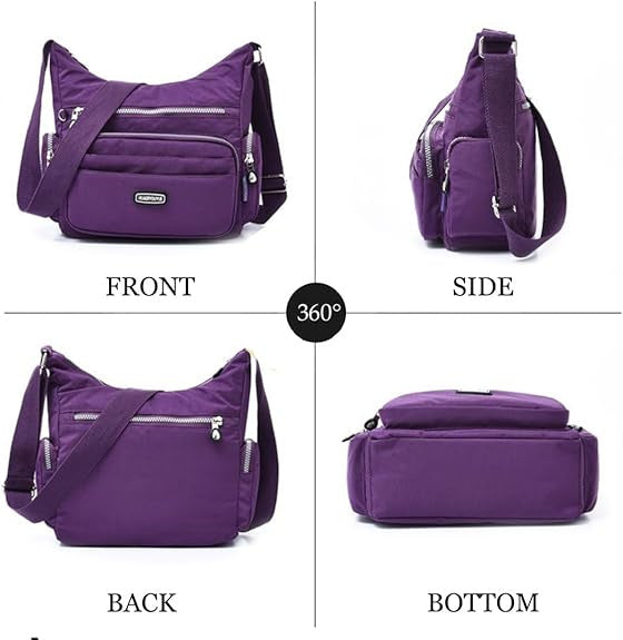 Waterproof Nylon Crossbody Bag for Women Mulit-Pockets Shoulder Bag Outdoor Travel Purses and Handbag