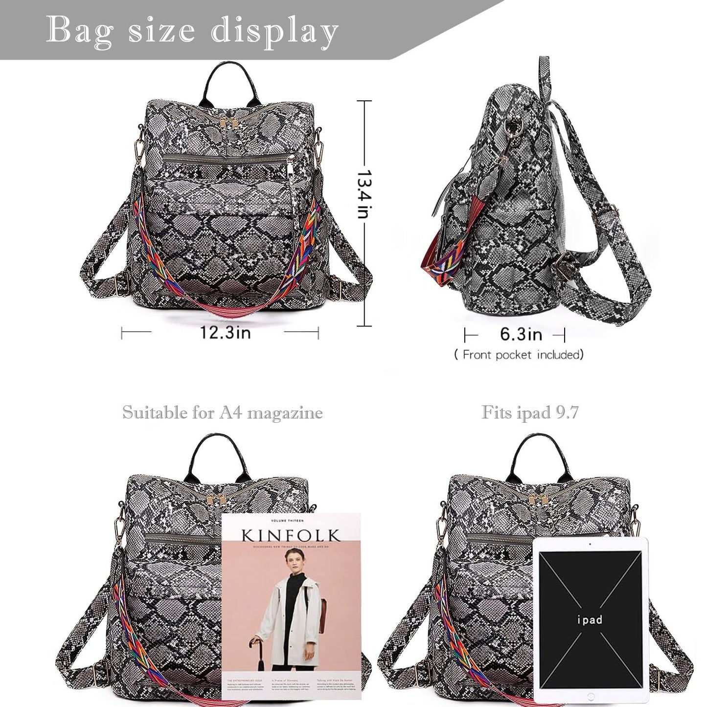 Backpack Purse for Women Fashion Designer Travel Backpack Leather Convertible Shoulder Bags Casual Daypack