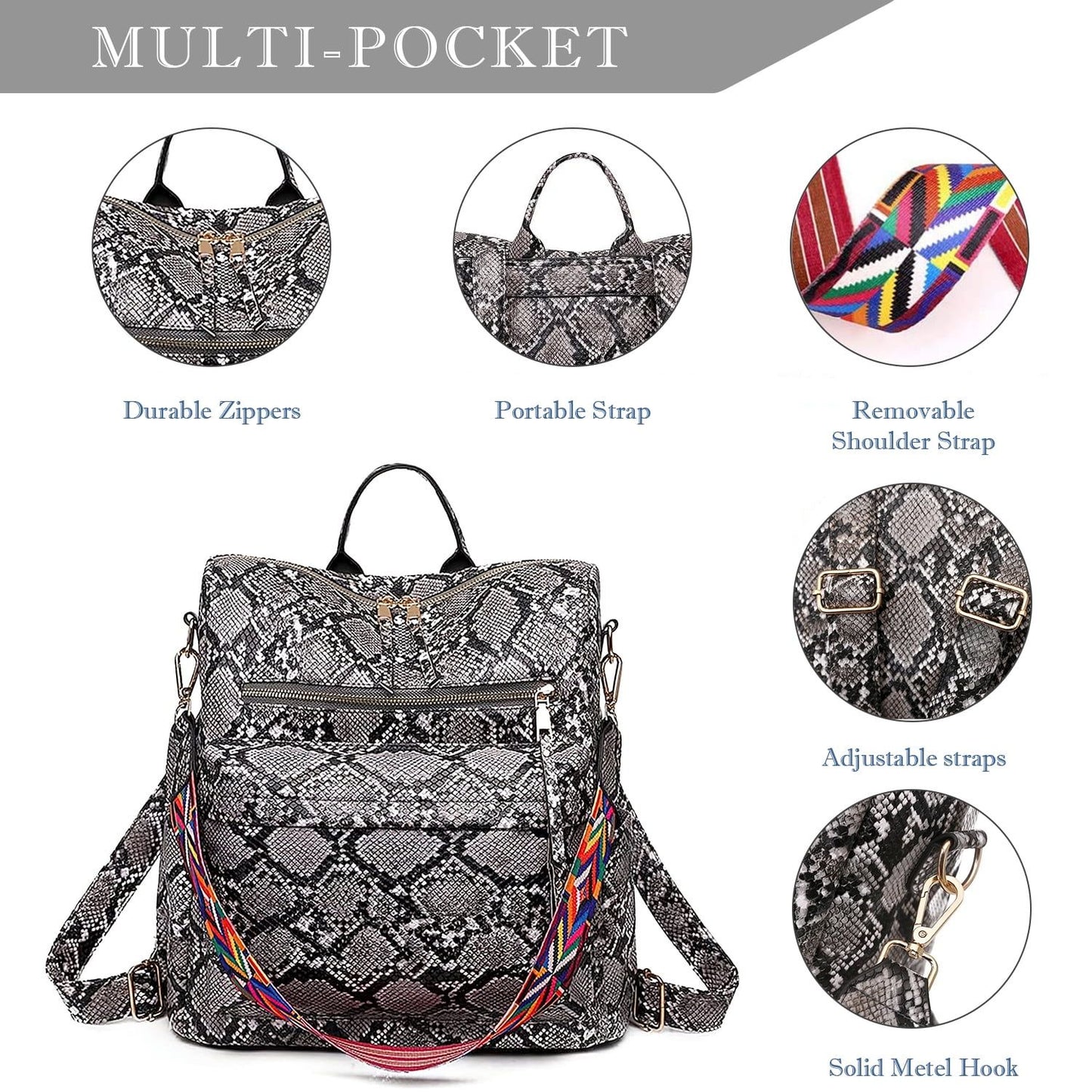 Backpack Purse for Women Fashion Designer Travel Backpack Leather Convertible Shoulder Bags Casual Daypack