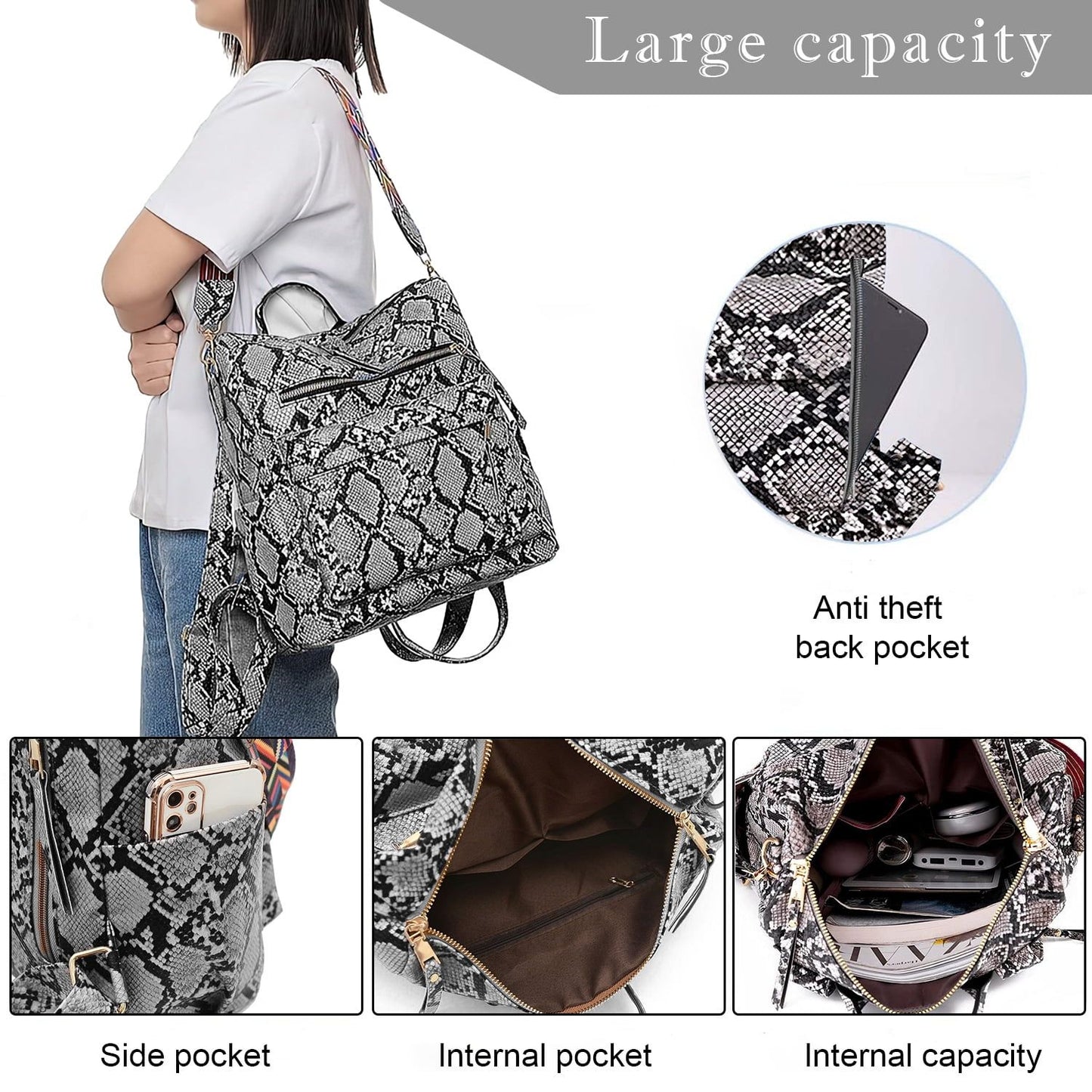 Backpack Purse for Women Fashion Designer Travel Backpack Leather Convertible Shoulder Bags Casual Daypack