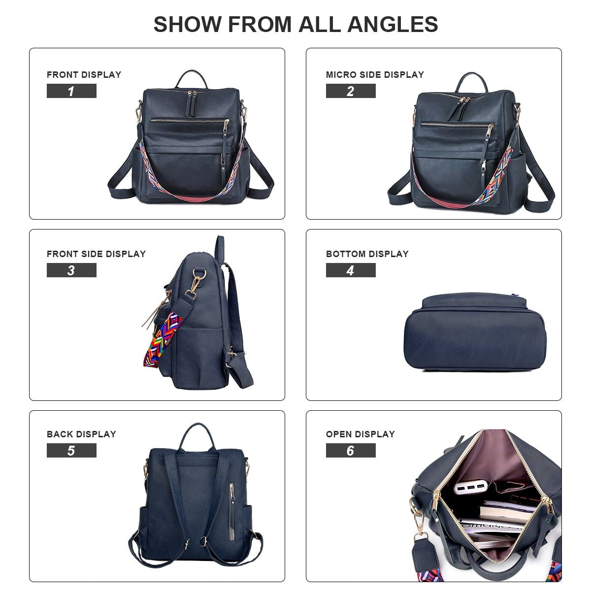 Women's Fashion Backpack Purses Multipurpose Design Handbags and Shoulder Bag Leather Women Backpack School Bag