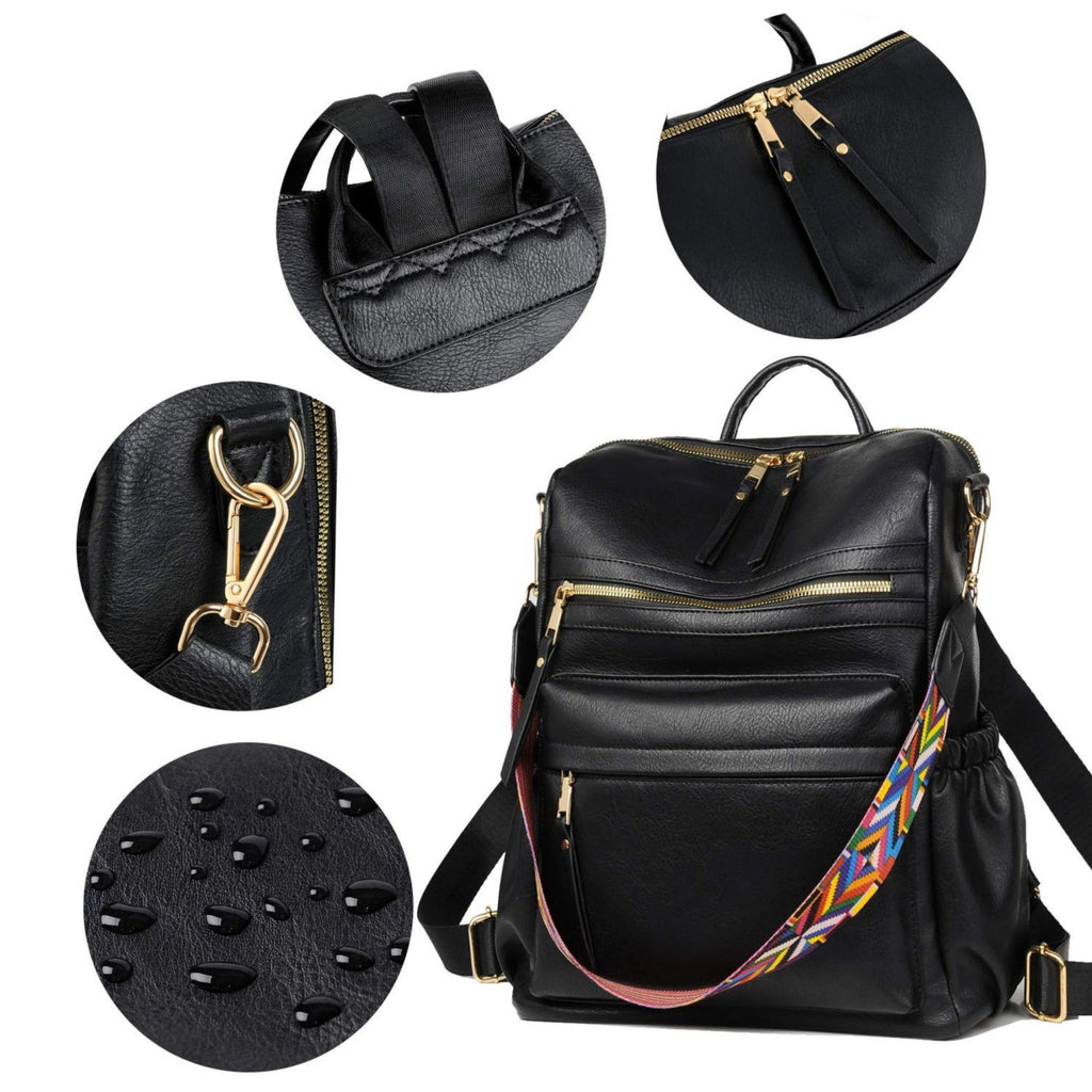 PU Leather Backpack Purse For Women Convertible Ladies Fashion Casual Large School Shoulder Bags