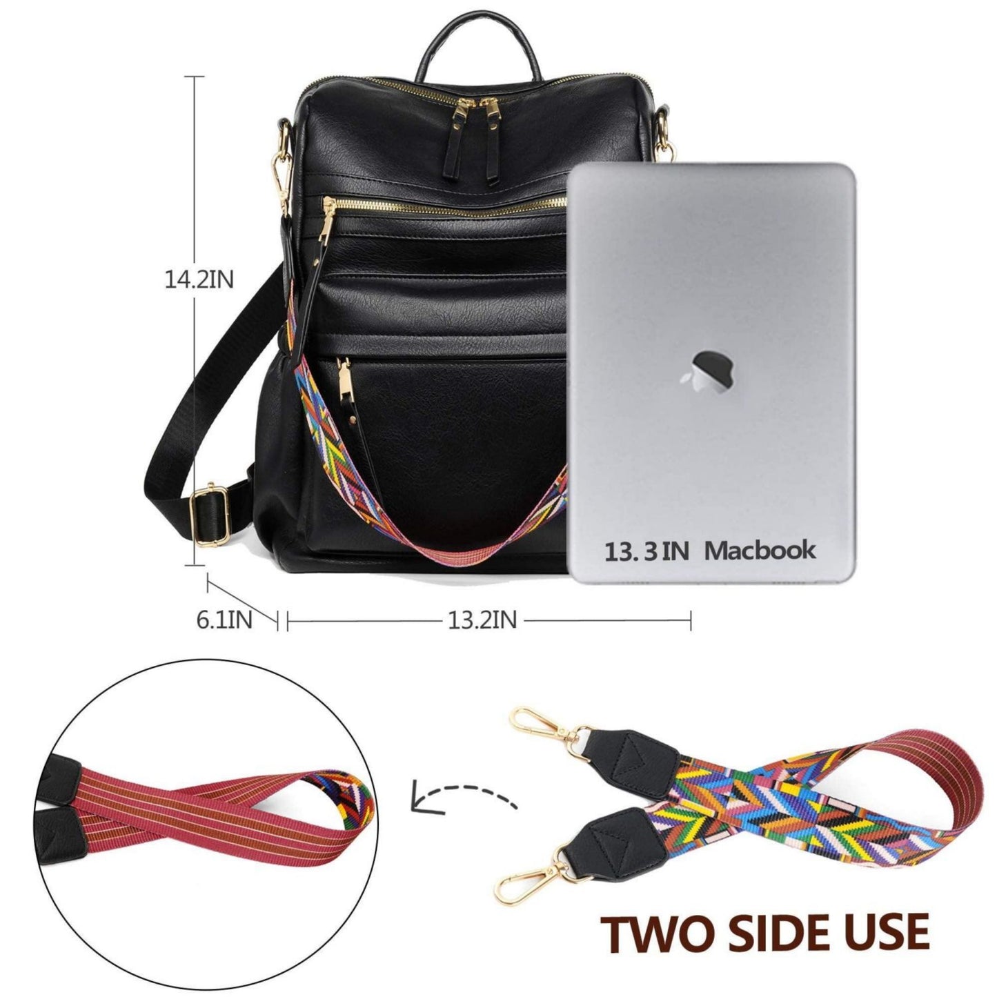 PU Leather Backpack Purse For Women Convertible Ladies Fashion Casual Large School Shoulder Bags