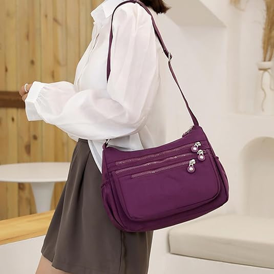 Crossbody Bag for Women, Nylon Waterproof Shoulder Bag with Pockets Adjustable Strap, Purse Handbag for Women