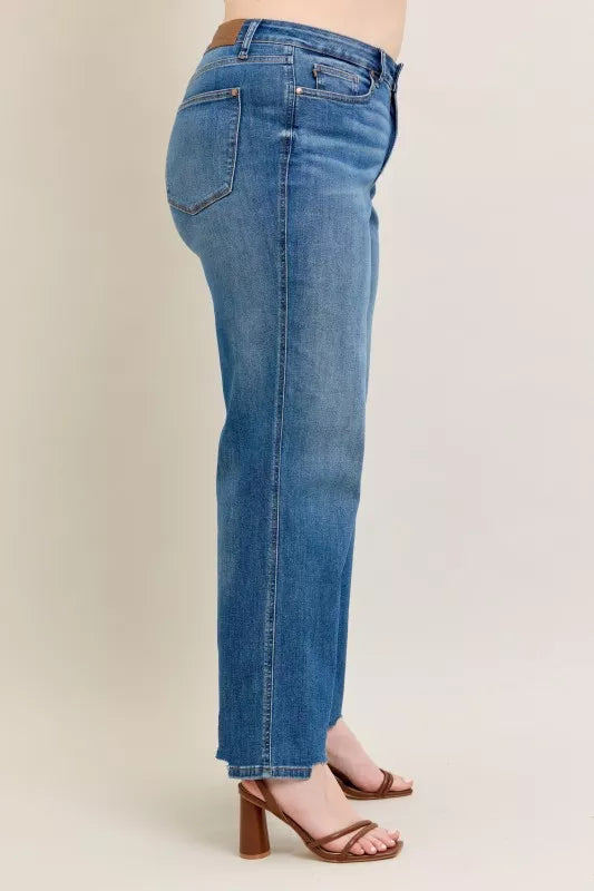 Judy Blue high waist tummy control distressed wide leg jeans, photo 16 of 19
