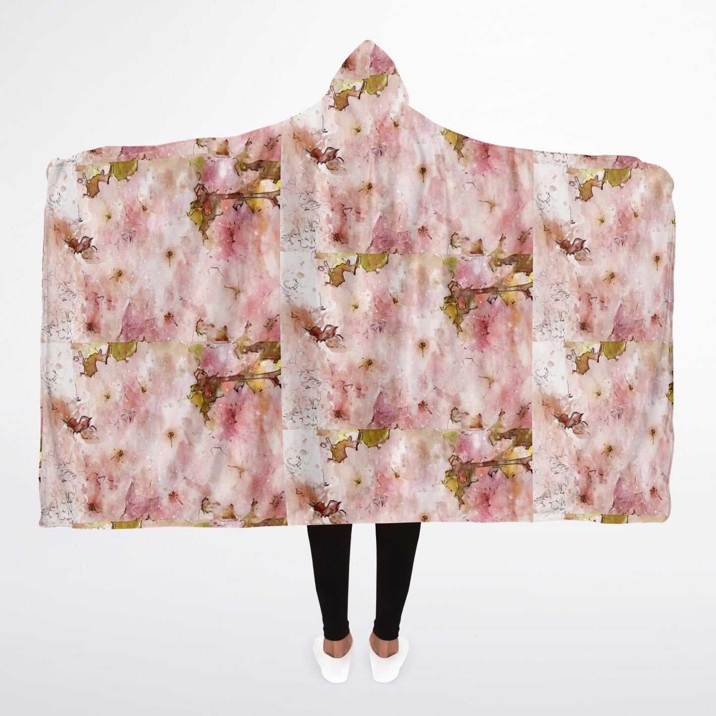 Pink Abstract Hooded Blanket - Ultra Soft Micro Fleece with Modern Artistic Design - Cozy, Warm & All-Over Print