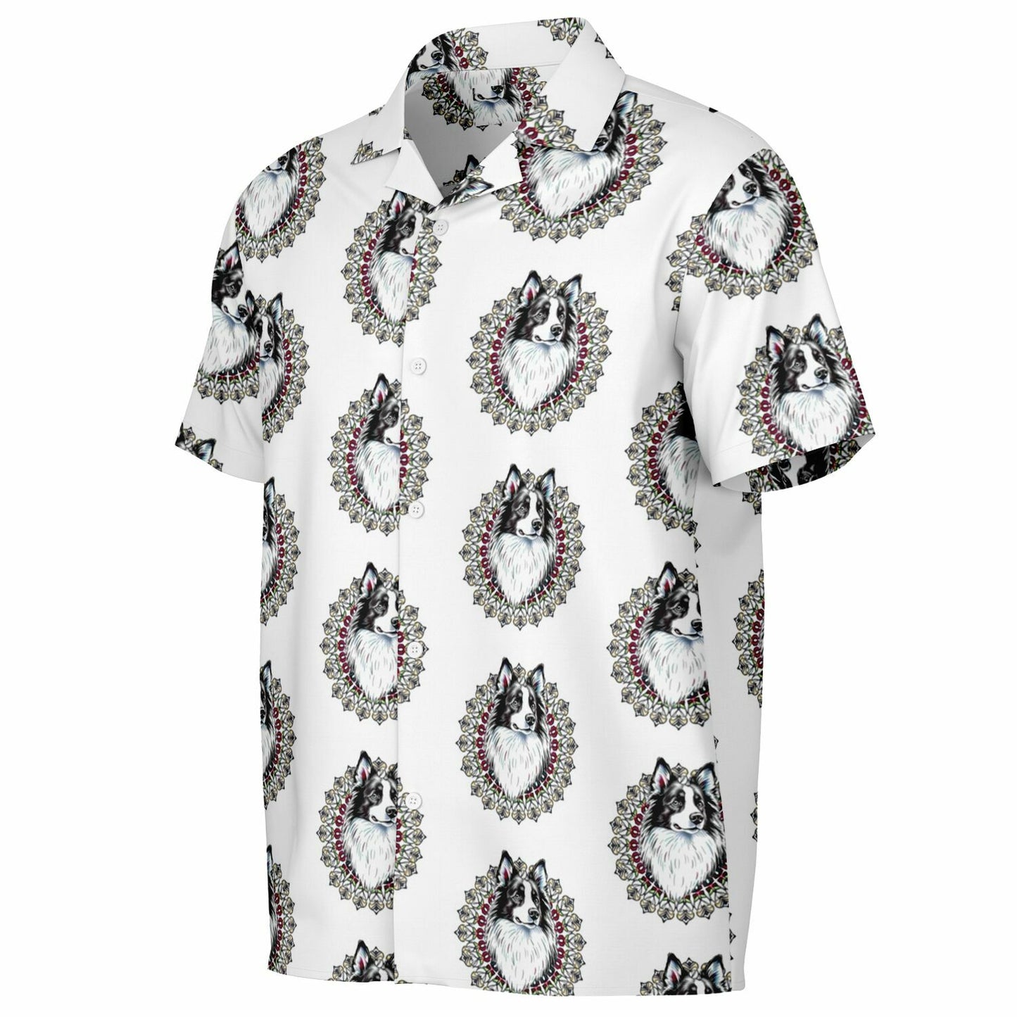 Paw Love -Spread Collar Short Sleeve Button-Down Shirt - AOP