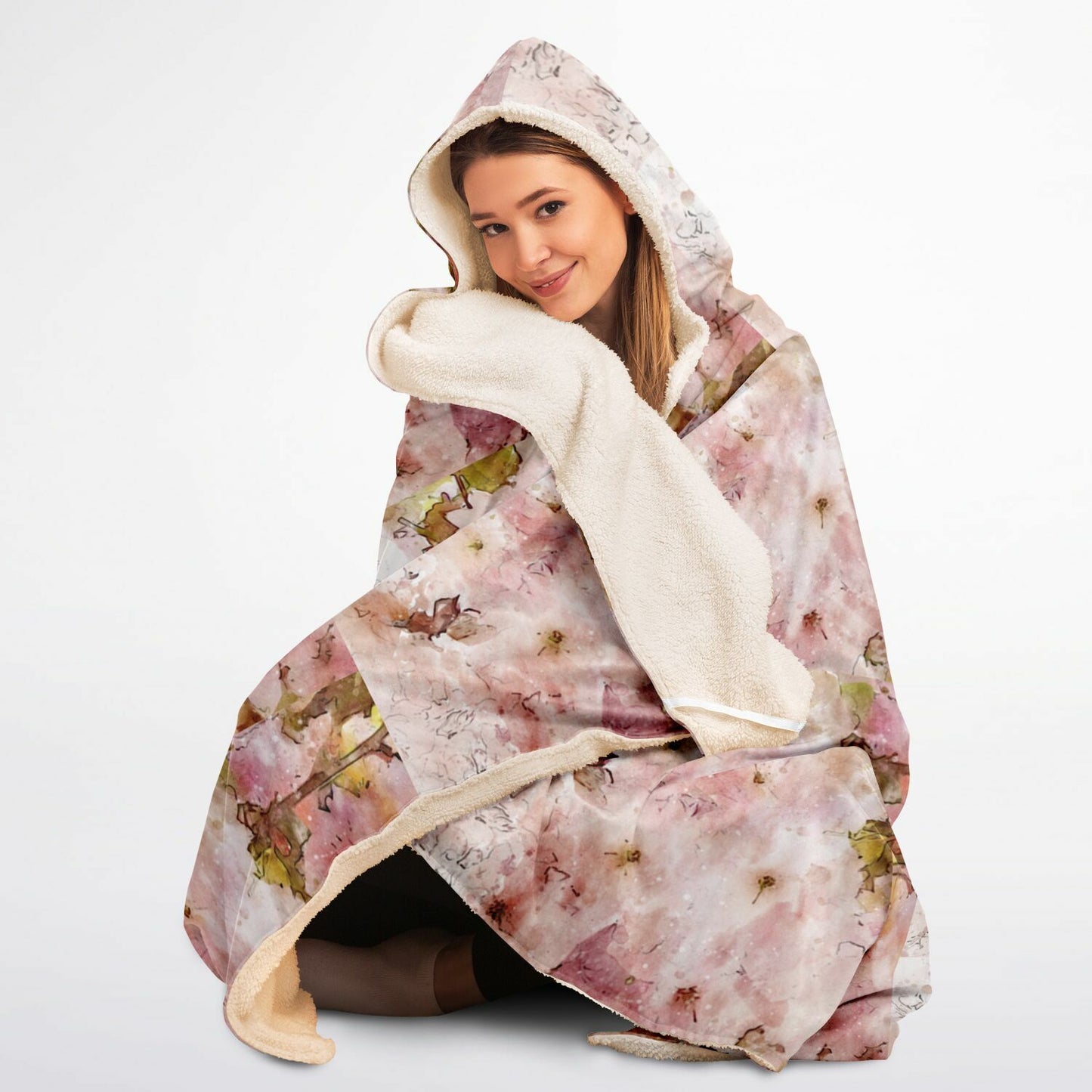 Pink Abstract Hooded Blanket - Ultra Soft Micro Fleece with Modern Artistic Design - Cozy, Warm & All-Over Print