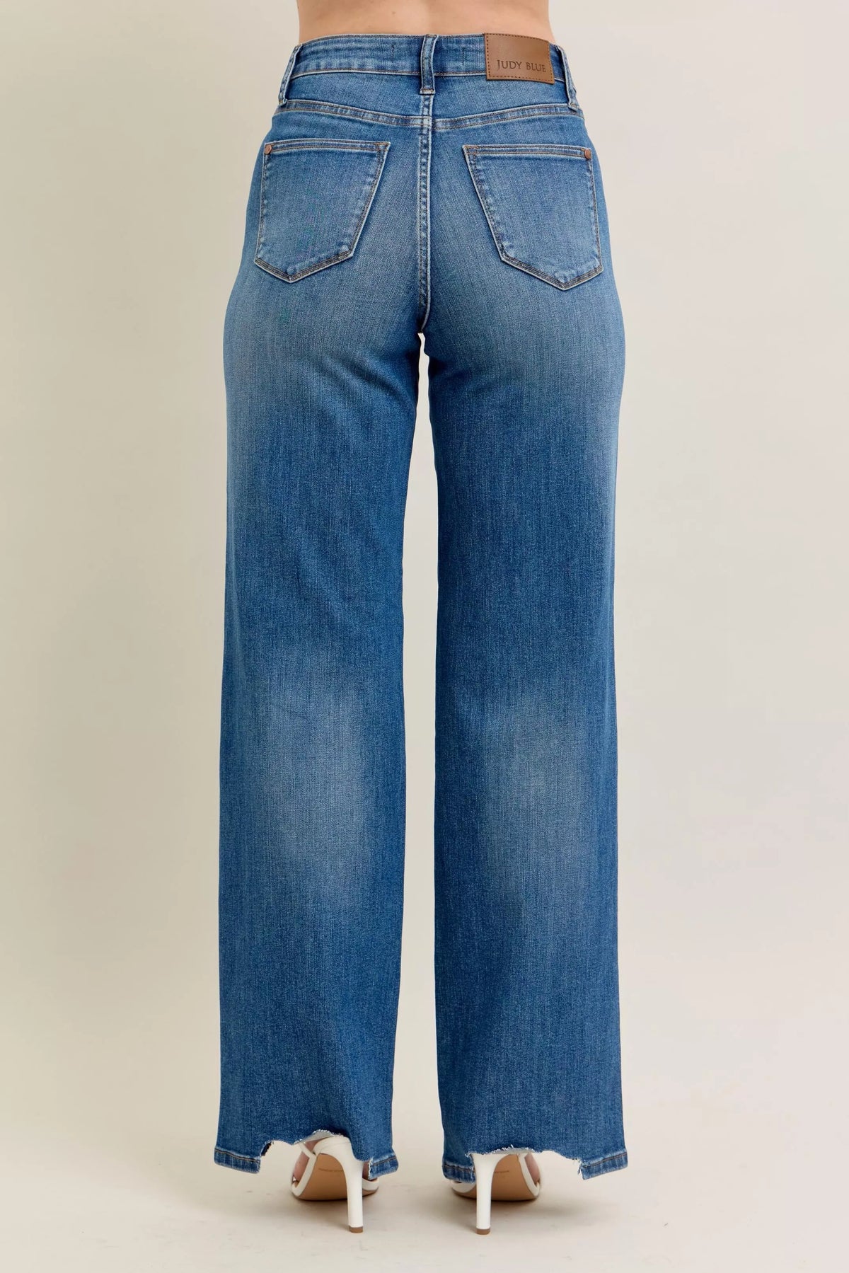 Judy Blue high waist tummy control distressed wide leg jeans, photo 7 of 19