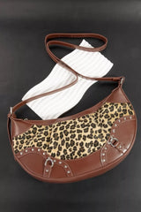 Fame Leopard Print Half Moon Shoulder Bag