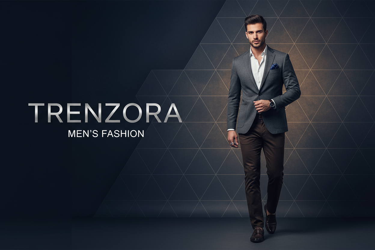 Genrate Silding banner for Mens Fashion. Use Trenzora Mens Fashion as alt text and name for the file.